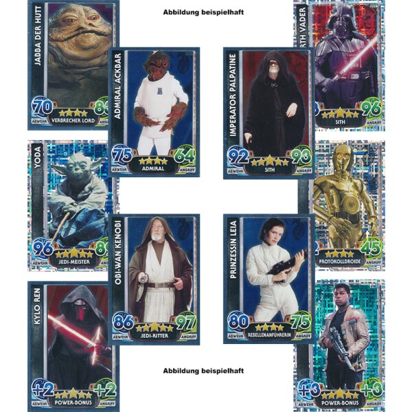 FAMOV4 - Spar 2 - 10 verschiedene Spiegelfolien-/Glitzerkarten - Star Wars Force Attax - Movie Cards Serie 4