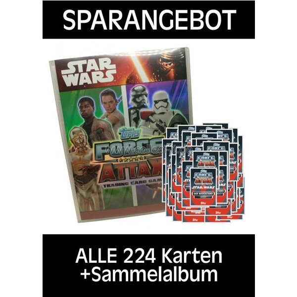 FAMOV4 - Spar 13 - Komplettsatz ALLE 224 Karten+Sammelalbum - Star Wars Force Attax - Movie Cards Serie 4