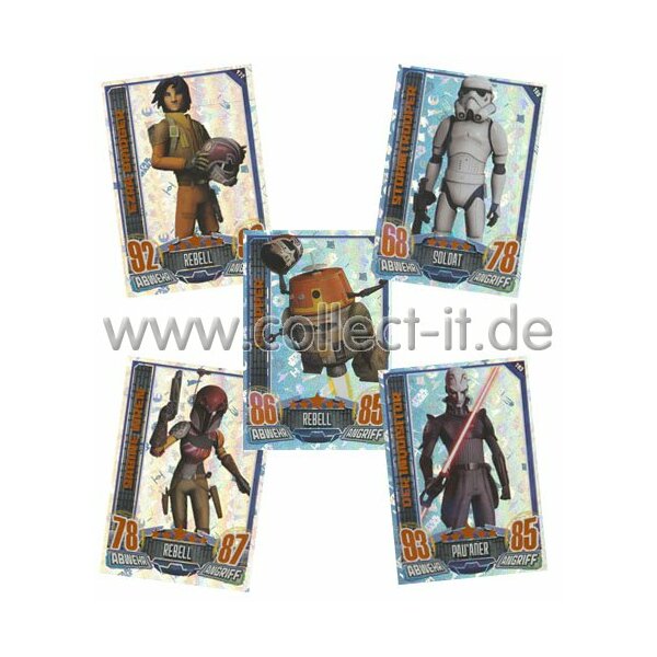 RA1 - Spar 1 - 5 verschiedene Star Wars Glitzer-Karten - Rebel Attax - Star Wars - Serie 1