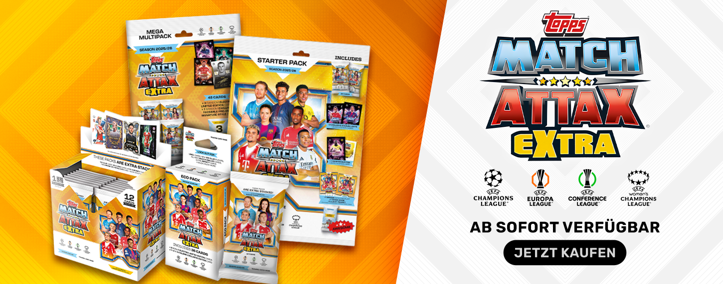 Du suchst die neue Topps Match Attax EXTRA 2025/26 Serie? Hier geht es zur Match Attax EXTRA 2025/26 Serie!